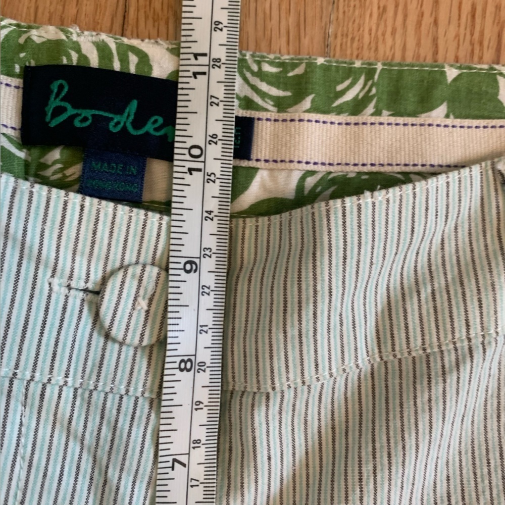 Women’s Boden Pinstripe Wide Leg Trousers Green Gray‎ Office Size 12R Preppy - Picture 11 of 12